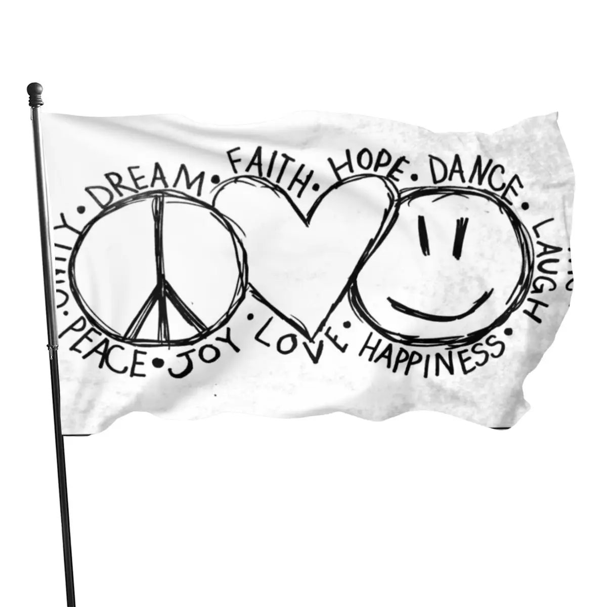 Barış, Sevgi ve Mutluluk Bayrağı 90x150cm
