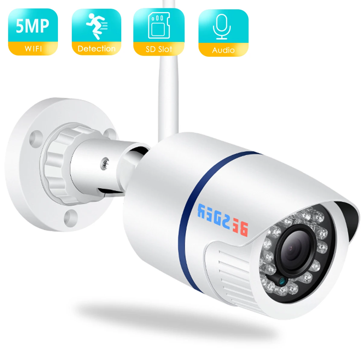 BESDER 5MP Ses Hareket Algılama Wifi Kamera Gözetim Su Geçirmez Gece Görüş Açık IP Kamera SD Kart Yuvası İle Max 64GB
