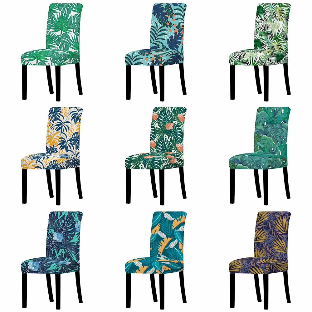 Bitkiler Baskılı sandalye kılıfı Çıkarılabilir Polyester Streç Slipcovers Sandalye Koruma Kapakları Koltuk Kılıfı Otel Ziyafet Düğün Otel