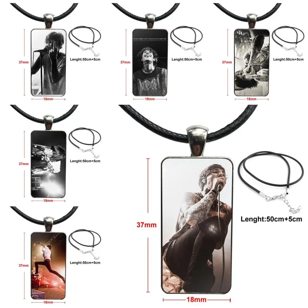 Bmth Oliver Sykes Canlı Kadınlar İçin Moda Cam Cabochon Kolye Kadın yazılı kolye Dikdörtgen Kolye Takı