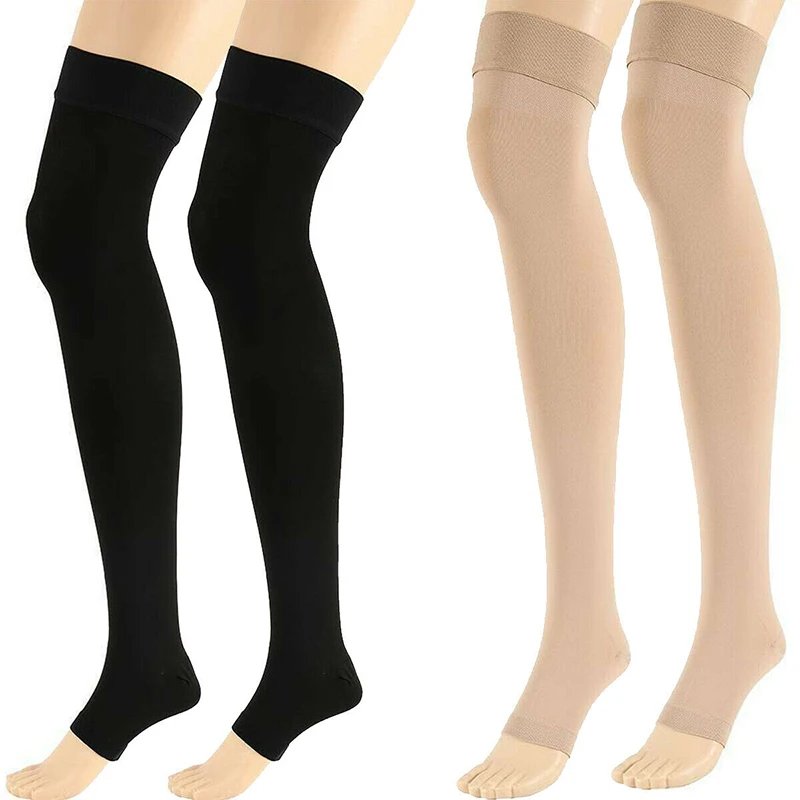 Burnu açık Diz Yüksek Tıbbi Kompresyon Çorapları Varisli Damarlar Çorap Sıkıştırma bilek koruyucu Şekillendirme Kadın Erkek 18-21mm