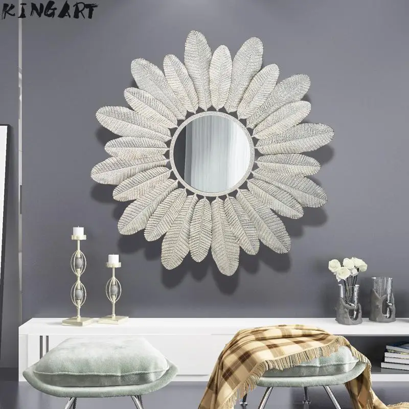 Büyük duvar aynası Oturma Odası İçin Metal Yuvarlak Duvar Dekor Ayna Çerçevesi Lüks Vintage Yatak Odası Vintage Ayna Sticker Masası Ayna A1