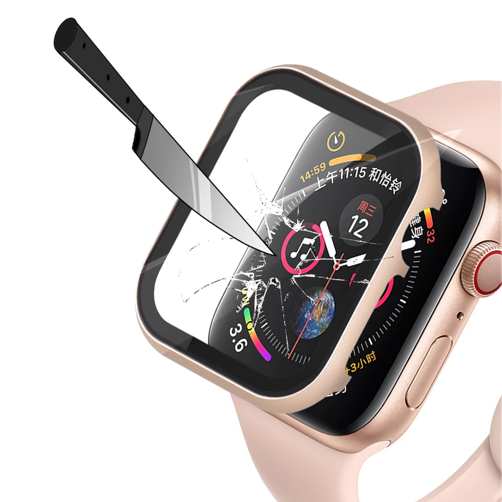 Cam + Çerçeve metal kılıf apple İçin izle serisi 6 5 se 4 3 tampon All-around ekran koruyucu çerçeve iwatch durumda 44mm 42mm 40mm 38m