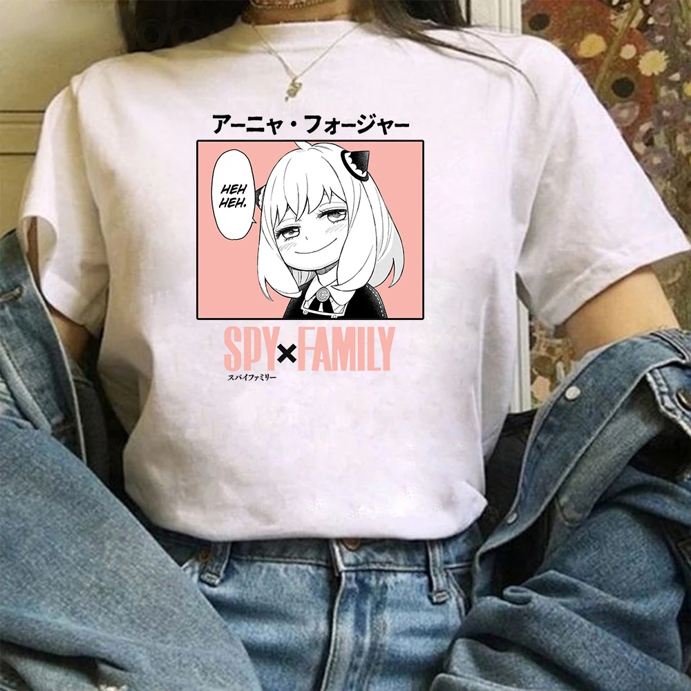 Casus X Aile-Anya Heh Manga T Shirt Bayan Yaz hoş t-shirt Hip Hop Nefes Tee Gömlek Anime Moda Rahat Kadın Üstleri