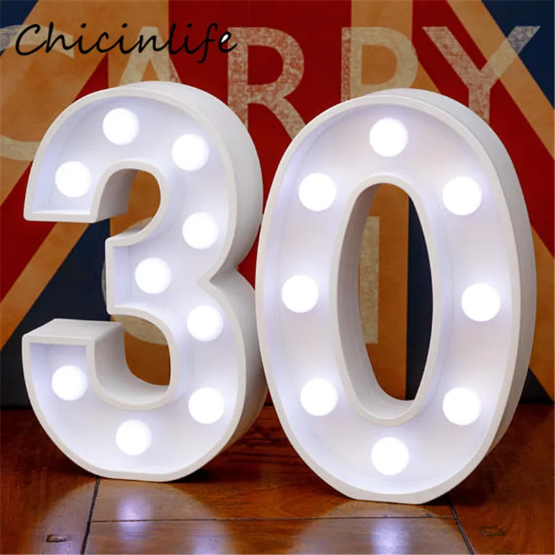 Chicinlife 2 Adet 30/40/50/60/70/80 Numaraları LED Gece Işığı Lambası Mutlu Doğum Günü Işareti Yıldönümü Ayakta Asılı Parti Dekorasyon