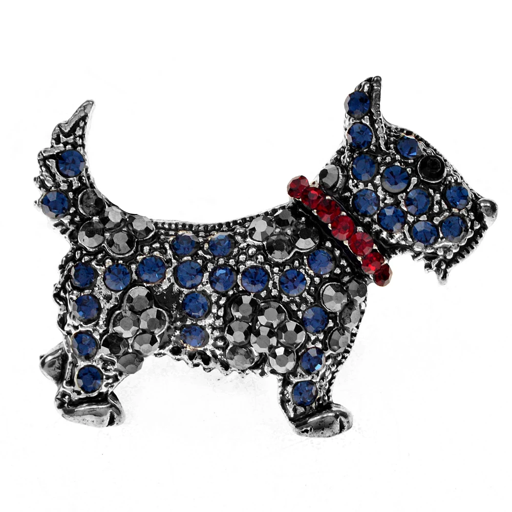 CINDY XIANG Rhinestone Schnauzer Köpek Broş Sherry Pin Mavi Renk hayvan figürlü mücevherat Sevimli Küçük Kış Aksesuarları Yüksek Kalite