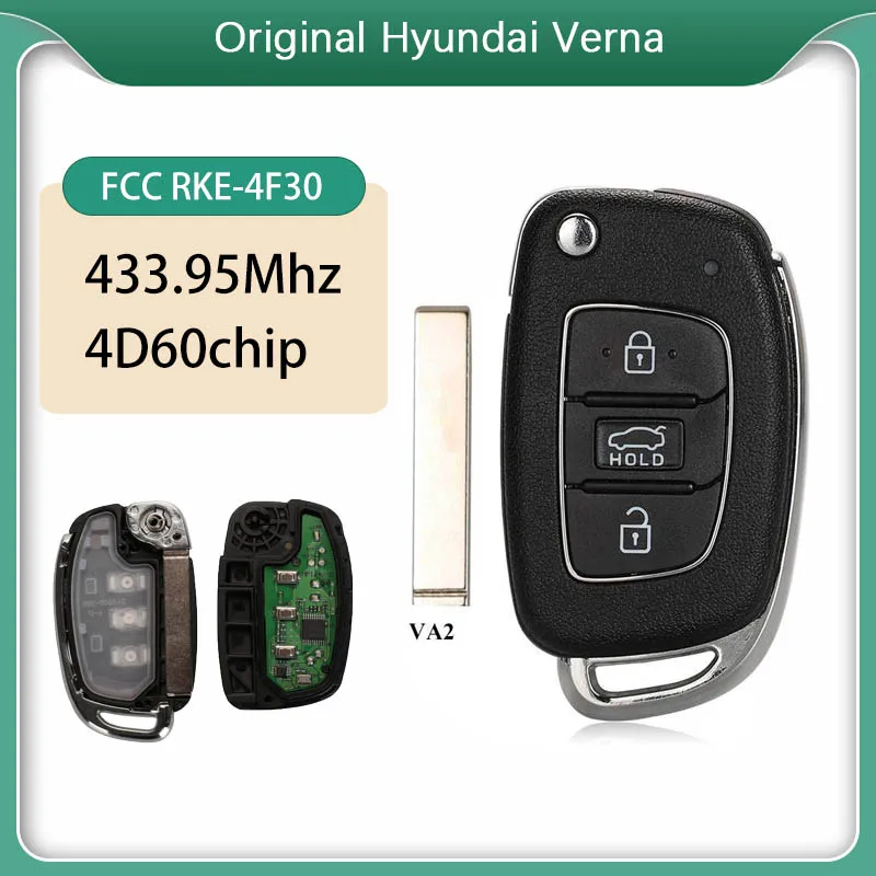 CN020186 Orijinal Hyundai Verna 3 Düğme Çevirme Anahtarı ile 434Mhz FCC ID Numarası RKE-4F30 2015DJ2837