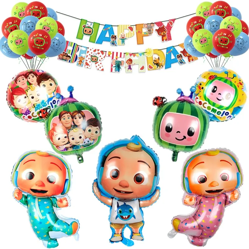 Cocomelong Tema Doğum Günü Partisi Malzemeleri Karikatür Karpuz Çocuk Afiş Folyo Balonlar Dekor Bebek Duş Şişme Globos Çocuk Oyuncak