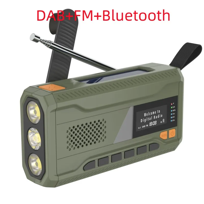 DAB / FM acil radyo, Bluetooth fonksiyonu İle Manuel Solar Şarj, Built-4500 Piller, lcd Ekran, dış mekan LED ışıkları
