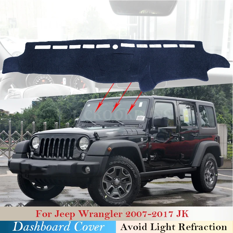 Dashboard Kapak Koruyucu Ped Jeep Wrangler 2007~2017 JK Araba Aksesuarları Dash Kurulu Güneşlik Halı 2016 2015