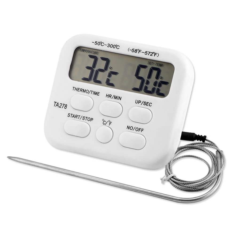 Dijital mutfak termometresi Paslanmaz Çelik Prob Et BARBEKÜ Gıda Sıcaklık Barbekü Pişirme Araçları Alarm TA278