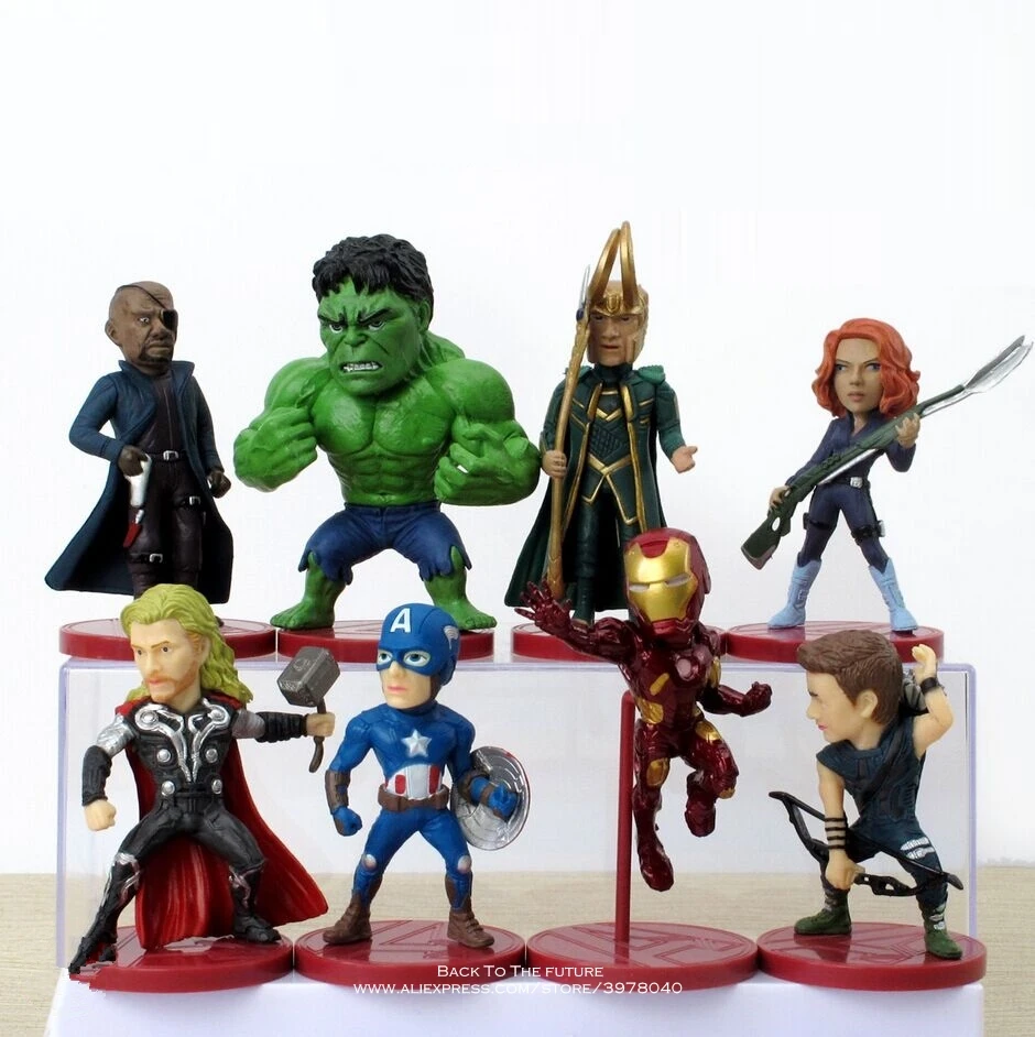 Disney Marvel Avengers 8 adet / takım Demir Adam Thor Hulk 8cm Aksiyon Figürü Anime Mini Dekorasyon PVC Koleksiyonu Heykelcik Oyuncak modeli