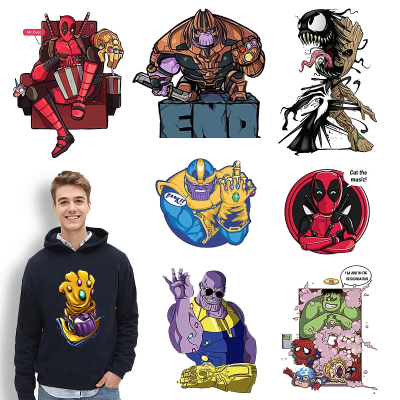 Disney Thanos ısı Transferi vinil çıkartmalar Hoodie Demir On Transferler Giyim Ceket İçin Eğlenceli Serin Karikatür Yamalar Aplike