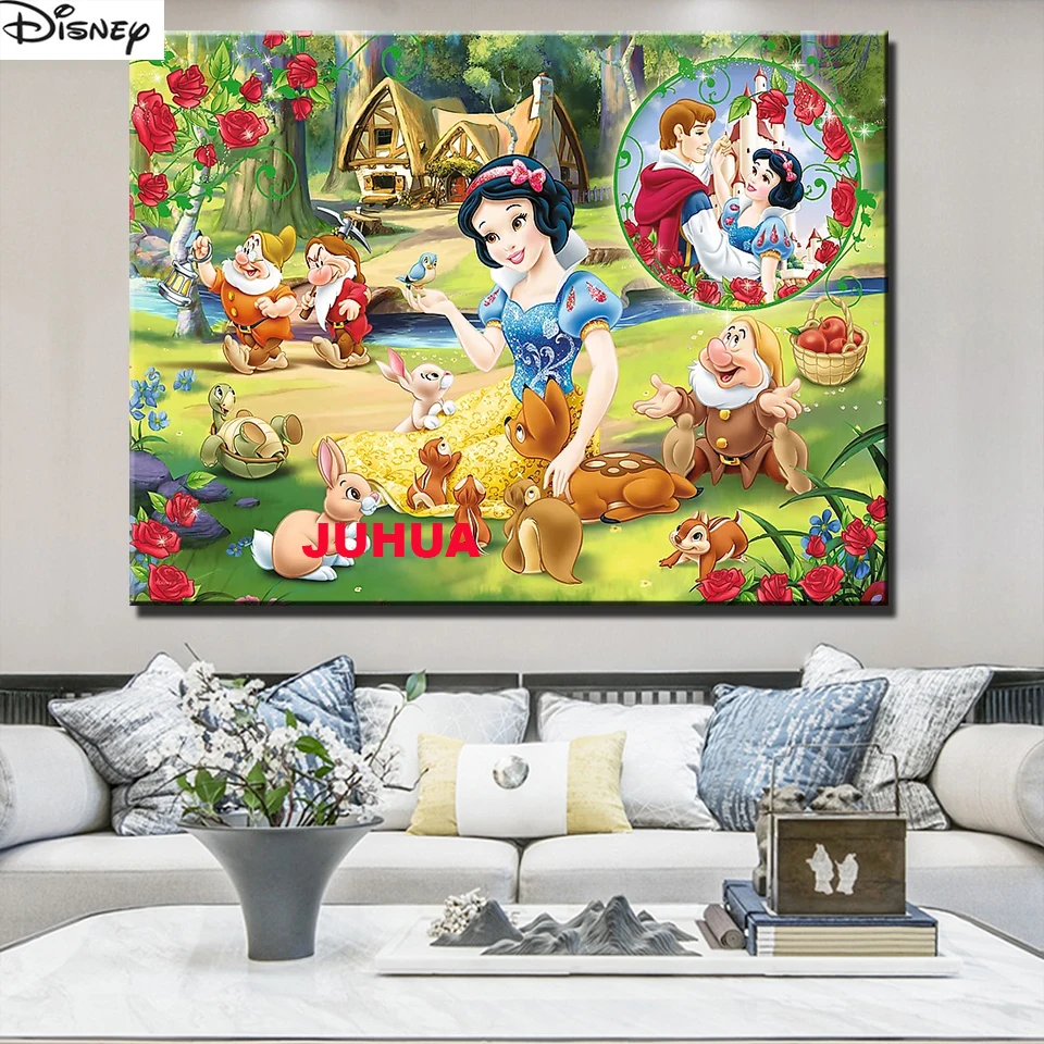 Diy Disney Elmas Boyama Kar Beyaz Ve Prens 7 Cüceler Tam elmas mozaik Çapraz dikiş Taklidi Resimleri Yeni Varış
