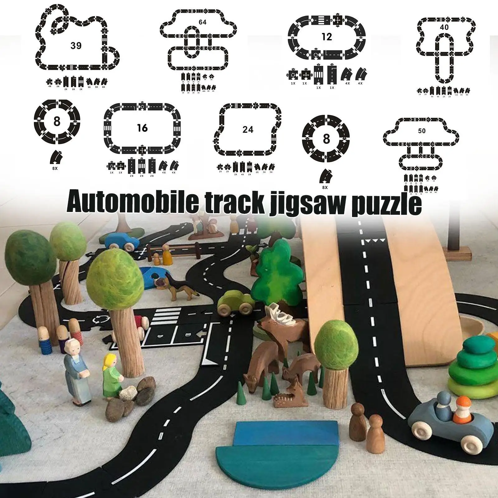 DIY Çocuk yol yapı otoyol oyuncak araba trafik karayolu esnek PVC Bulmacalar Parça Oyun Seti bulmaca matı