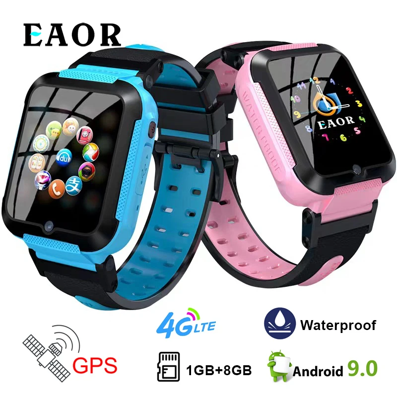 EAOR E7 Çocuklar akıllı saat 4G LTE Görüntülü Görüşme WiFi Smartwatch IP67 Su Geçirmez Android 9.0 1 + 8GB GPS Konum Öğrenci Telefon İzle