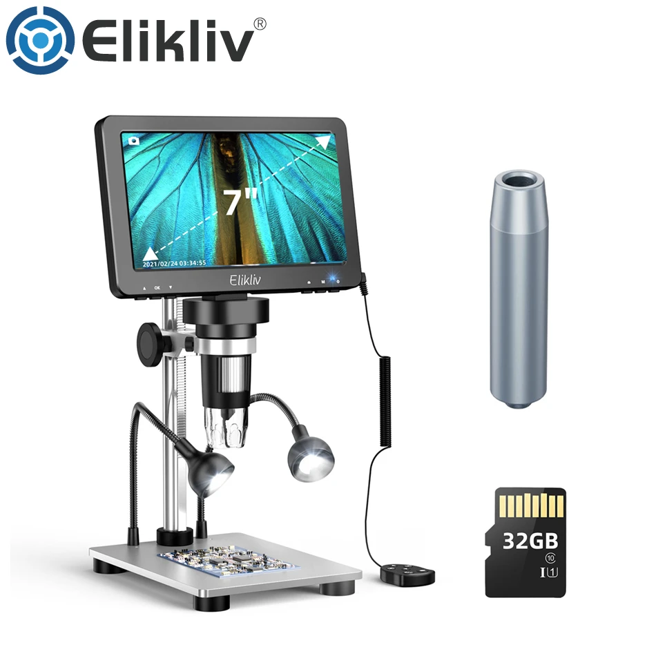 Elikliv DM9 7 İnç 50X-1200X Dijital Mikroskop Ayarlanabilir yüksek çözünürlüklü LCD Video Mikroskoplar Kamera PCB Elektronik Lehimleme Aracı
