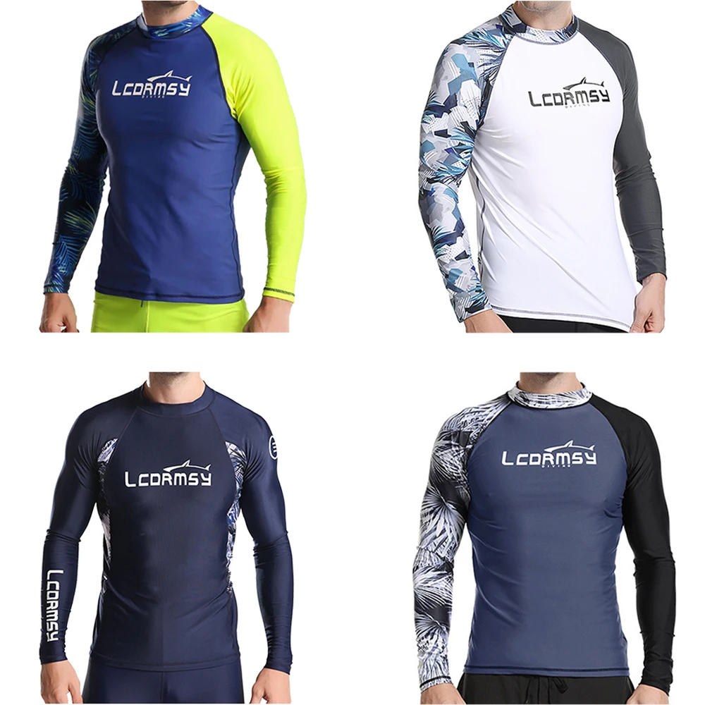 Erkek DÖKÜNTÜ MUHAFIZLARI Plaj Uzun Kollu Sörf Yüzmek Üst Gömlek Su Sporları Spor Sörf Hızlı Kuru UPF 50 + Çoklu Renk Seçenekleri