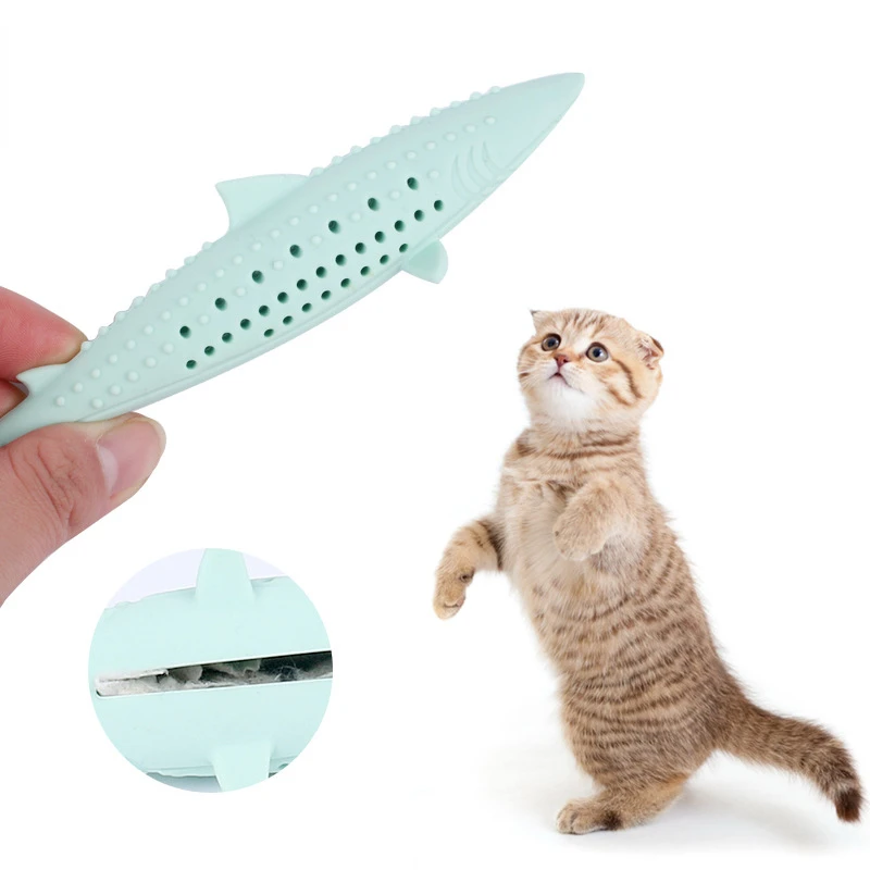 Evcil Hayvan Ürünleri Silikon Nane Balık Kedi Oyuncak Pet Catnip Yumuşak Temiz Diş Diş Fırçası Çiğnemek Kediler Oyuncaklar Molar Sopa Diş Temizleme Aracı