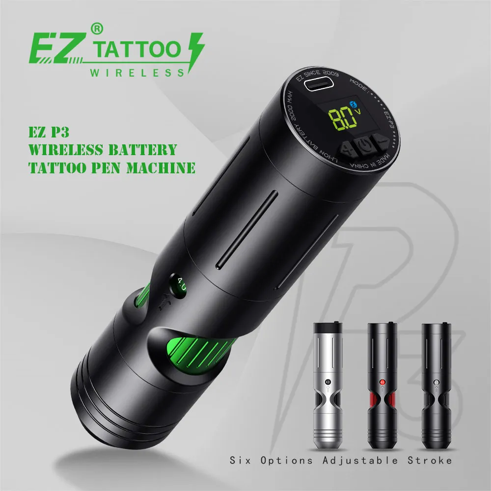 EZ P3 Kablosuz Pil Dövme Makinesi Kalem Ayarlanabilir İnme Kalıcı Makyaj Dövme Makinesi Kalem Kartuş Dövme İğneleri