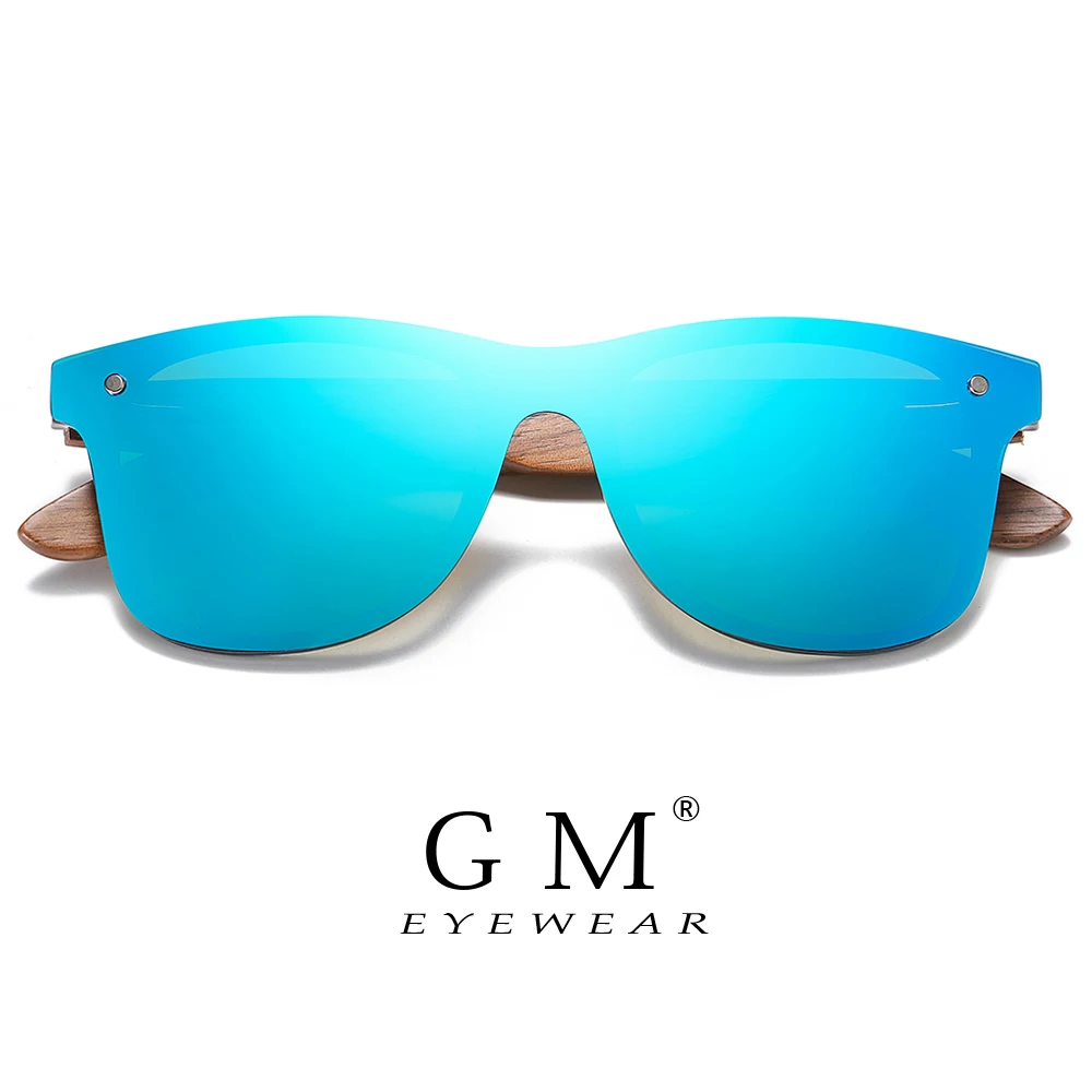GM El Yapımı Güneş Gözlüğü Erkekler Polarize Ceviz Ahşap Gözlük Kadın Ayna Vintage Óculos de sol masculino S5029