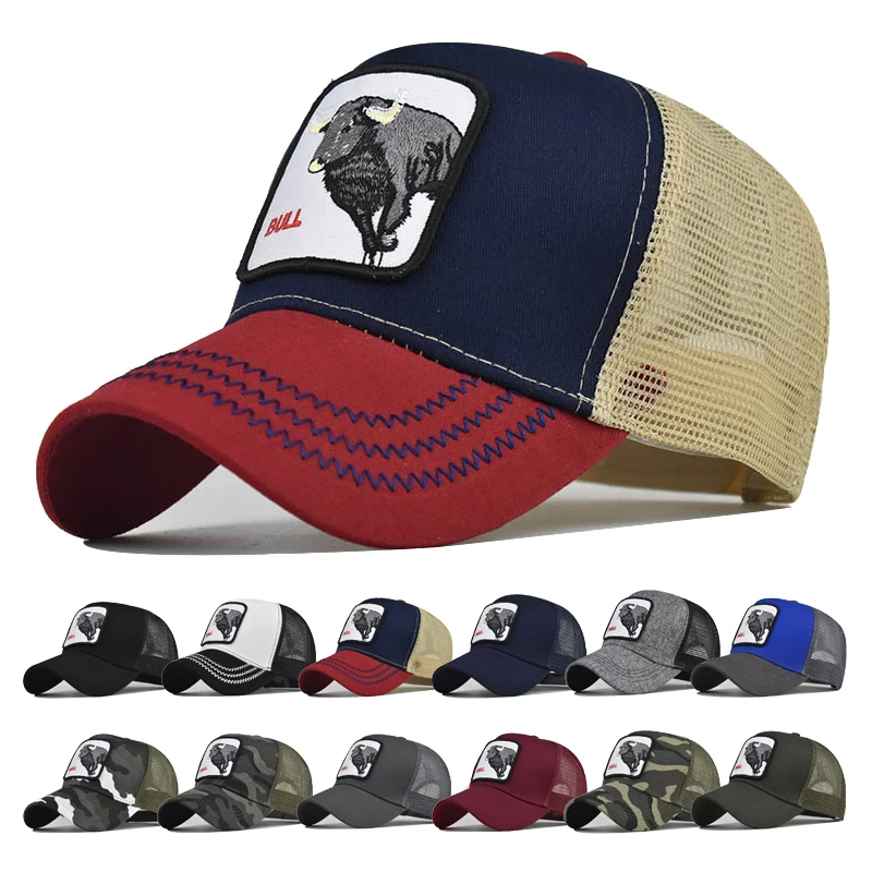 Hayvan motifleri Kap Yetişkin Net kap beyzbol şapkası Şapka Unisex İnek Boğa desen Nakış gölge Bahar Sonbahar Kap Hip Hop Gömme Kap