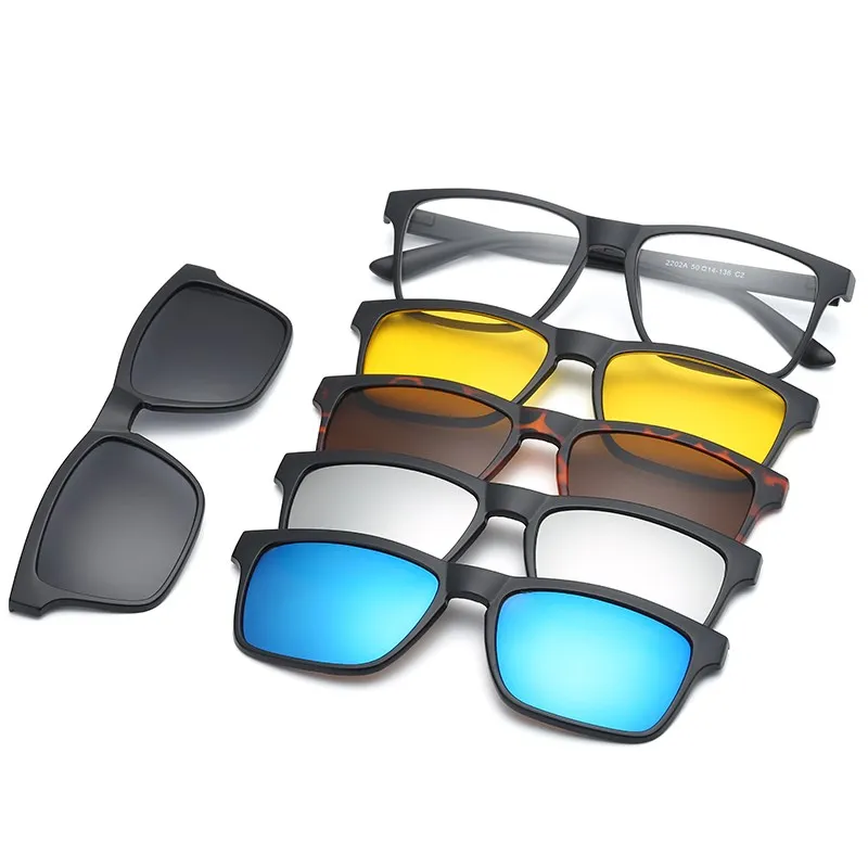 HJYFINO 5 lensler Mıknatıs Güneş Gözlüğü Klip Aynalı güneş gözlüğü üzerinde klip gözlük Erkekler Polarize Klip Özel Reçete Miyopi