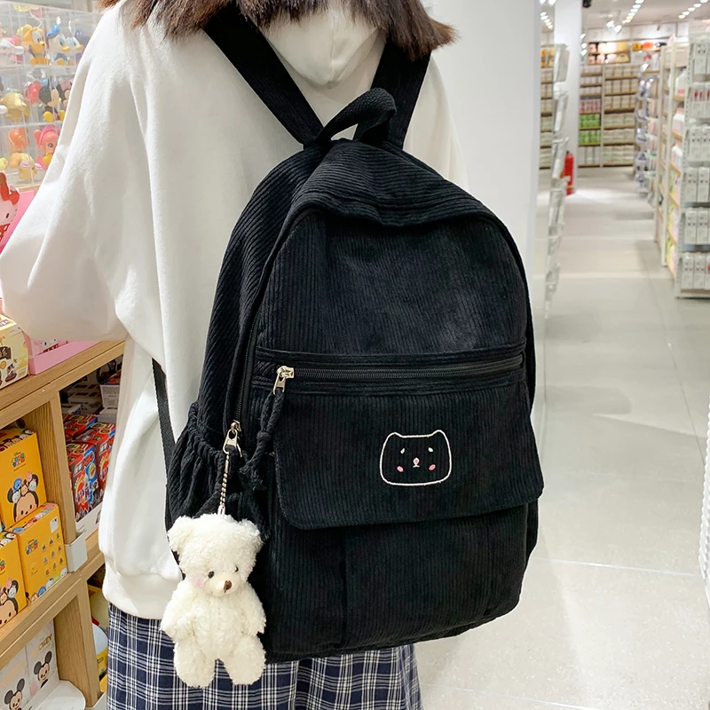 HOCODO Sevimli Kadife Kadın Sırt Çantası Düz Renk Öğrenci Schoolbag Genç Kız Seyahat omuz çantaları Okul Sırt Çantası