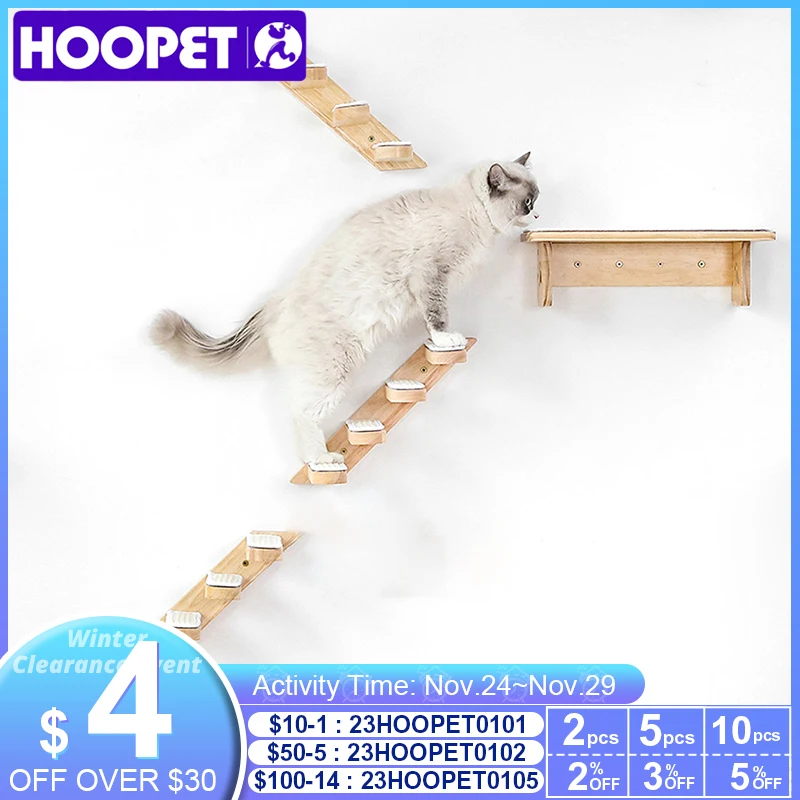 HOOPET Kedi Ağacı Kedi Adımları Duvar Kedi Ahşap Merdiven Merdiven Duvar Kediler için Pet Mobilya Yavru Atlama Kurulu DIY Kedi Ağacı