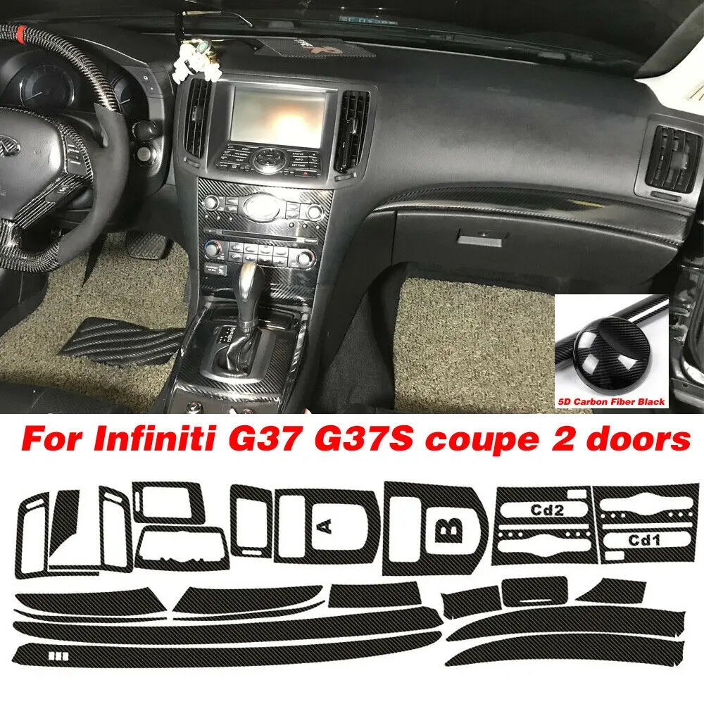 Infiniti için G37 G37S coupe 2 kapılar 5D Karbon Fiber Desen İç DIY Trim Çıkartmaları