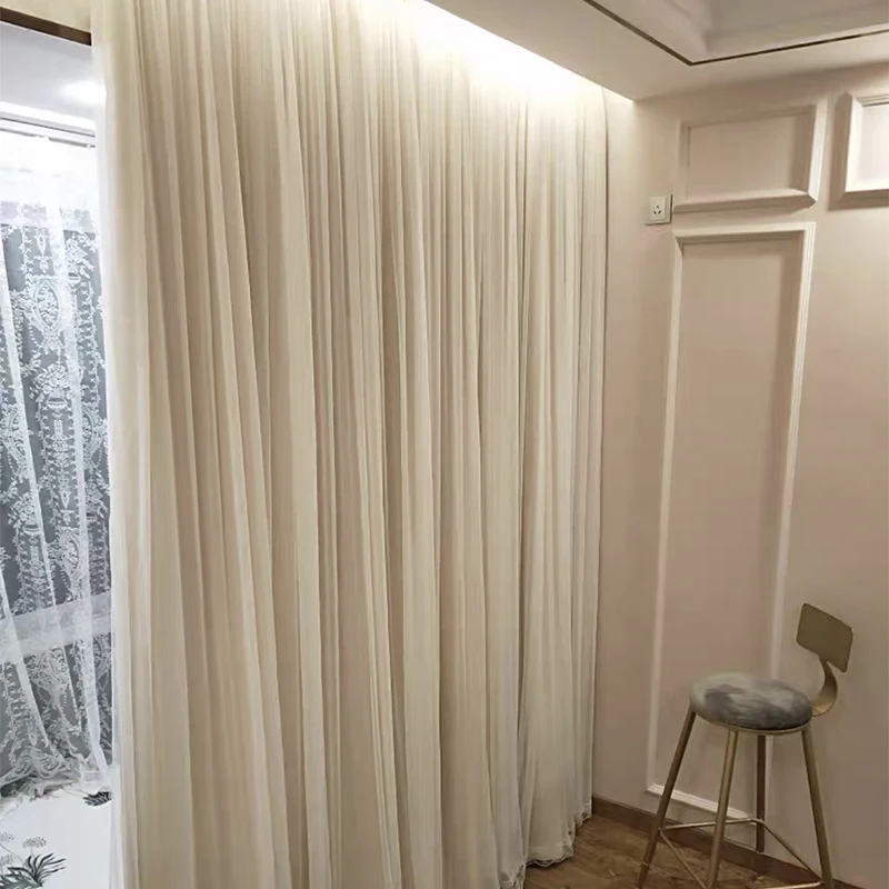 Japonya Karartma Perdeleri Oturma Odası İçin Kız Yatak Odası Perde Yüksek Gölgeleme Çift Perdeler Pencere Düğün Parti Dantel Perdeler