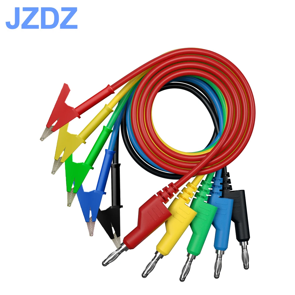 JZDZ 5 adet/takım 4mm Muz Fiş timsah klip Multimetre Test Uçları kablo 1m uzun 5 renkler J. 70054-1
