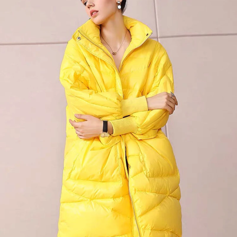 Kadın yüksek kaliteli sarı ekmek aşağı ceket kış sıcak orta uzunlukta 2021 yeni Kore tarzı gevşek batı tarzı balon ceket