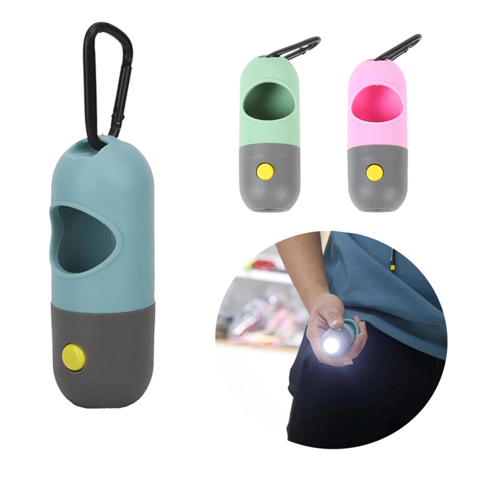 Kaka poşeti Tutucu Köpek kaka poşetleri Dağıtıcı ile LED el feneri atık torbası Dağıtıcı Tasmalar için