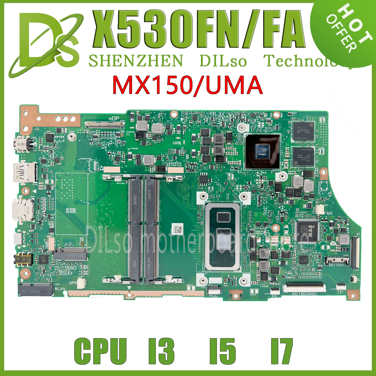 KEFU X530FN ASUS VivoBook S15 S5300 S5300F X530FA Laptop Anakart I3-8145U I5-8265U I7-8565U %100 % test edilmiş