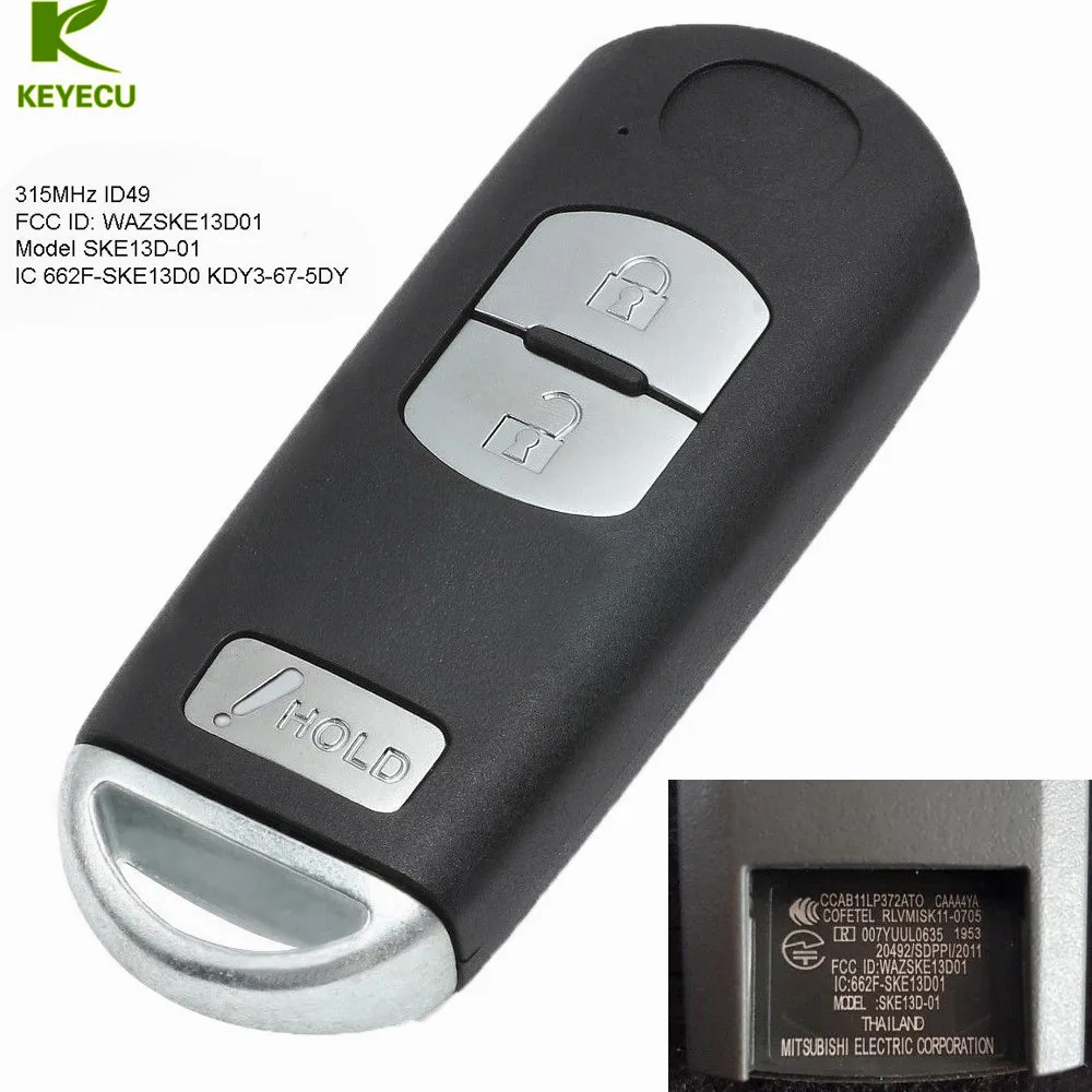 KEYECU Yedek 2 + 1 Düğme Akıllı Uzaktan Anahtar FSK 315MHz ID49 Mazda 3 2014-2018 için, CX3 2016-2018, CX5 2013-2018 WAZSKE13D01
