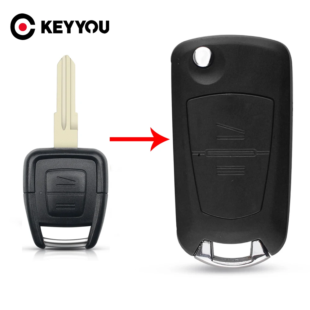 KEYYOU Sol / Sağ itmeli anahtar 2 Düğmeler Katlanır Araba Anahtarı Kabuk Uzaktan Opel Vauxhall Astra Vectra Zafira Omega Anahtar Kabuk Kapak