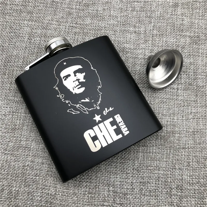 Kişiselleştirilmiş Özelleştirilmiş Che Guevara cep şişesi 6 Oz 170 ml 304 Paslanmaz Çelik Alkol Whiekey Votka Şişesi Huni İle Büyük Adam