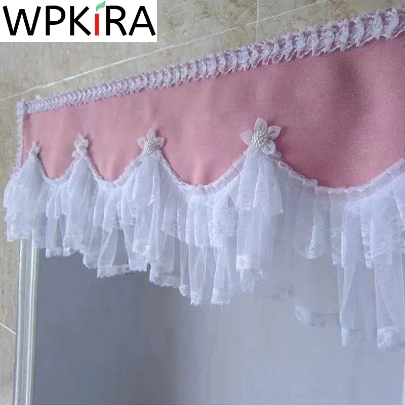 Kore Güzel Pembe Yarım Perde Valance Kızlar İçin Prenses Yatak Odası Romantik Dantel Perde Gölgelik Mutfak Kapı Dekor AD827E