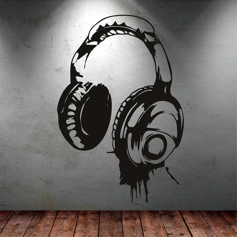 Kulaklıklar Müzik DJ Duvar Çıkartmaları Sanat Tasarım Duvar Çıkartması Farklı Renklerde Mevcuttur Duvar Kağıdı Dekor Çocuk Yatak Odası Duvar 874