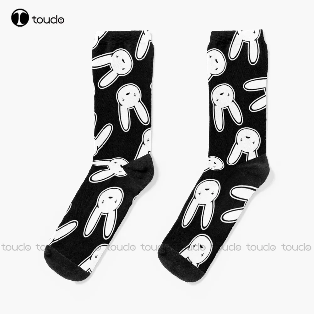 Kötü Tavşan Logo Desen (Siyah Beyaz) çorap Sokak Kaykay Çorap 360° Dijital Baskı Noel Yeni Yıl Hediye Özel Hediye Sanat