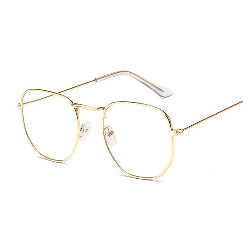Küçük Altıgen Alaşım Altın Çerçeve Gözlük Klasik Retro Optik Gözlük Şeffaf Şeffaf Lens Kadın Erkek Espectacles Kadın