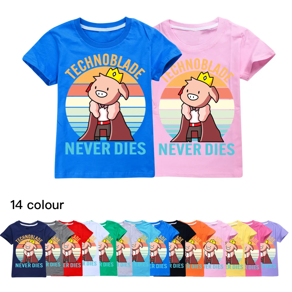 Kısa Kollu T Gömlek Genç Kız Yarı Pamuk Çocuklar Kol Bebek Tees Technoblade Yaz Çocuk Elbise Üstleri 8 12 Bebek Gömlek