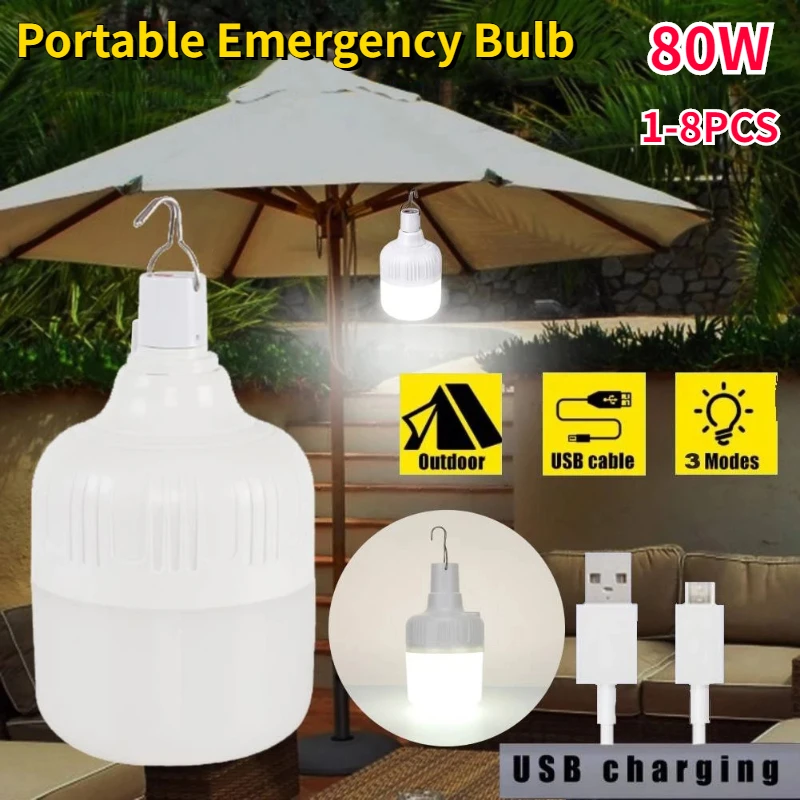 LED lamba ampuller açık USB şarj edilebilir mobil acil ışık süper parlak taşınabilir kamp çadır ışıkları ev dekor gece lambası