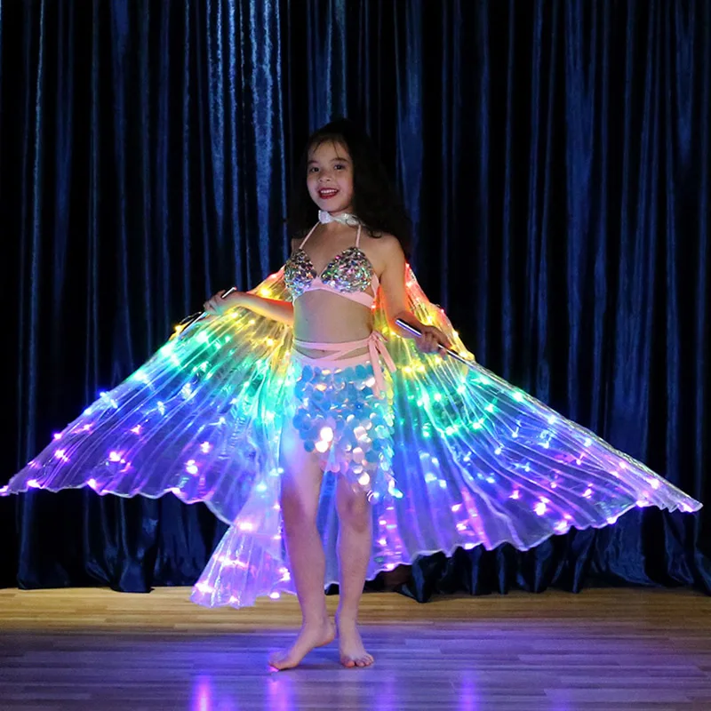 LED Pelerin Çocuk Dansçılar Aydınlık Kelebek Kanat Sahne Performansı Oryantal Dans Karnaval Parti Fotoğraf Prop HY