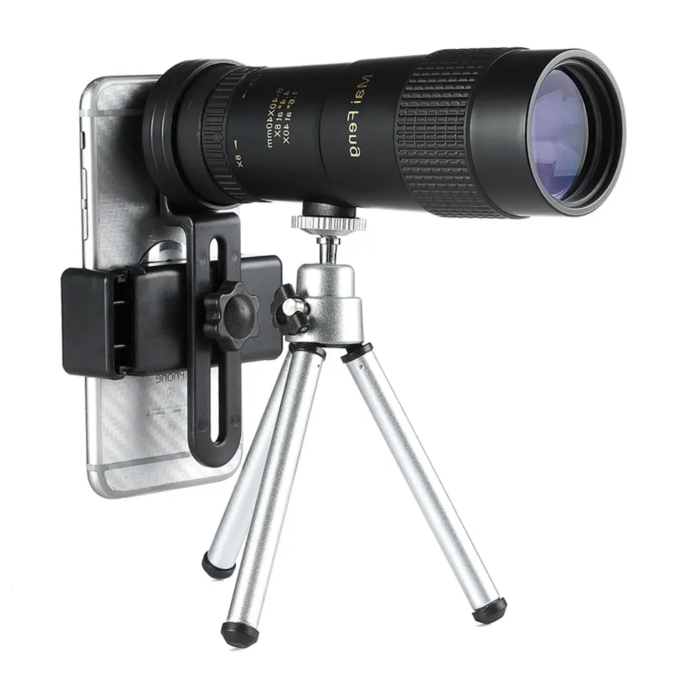 Maifeng 8-40x40 Monoküler Teleskop Kompakt Geri Çekilebilir Zoom Su Geçirmez Bak4 Profesyonel HD ED Cam Tripod İle Telefon Klip