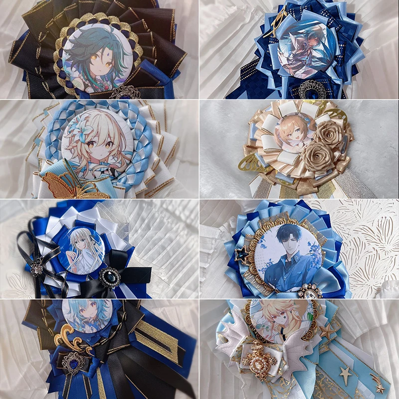 Mavi Ita Çanta Pimleri Anime Rozeti Tutucu El Yapımı İpek Metal Rozet Dekorasyon Rozetleri Pimleri Anime Kadın Ita Çanta Aksesuarları Dekorasyon