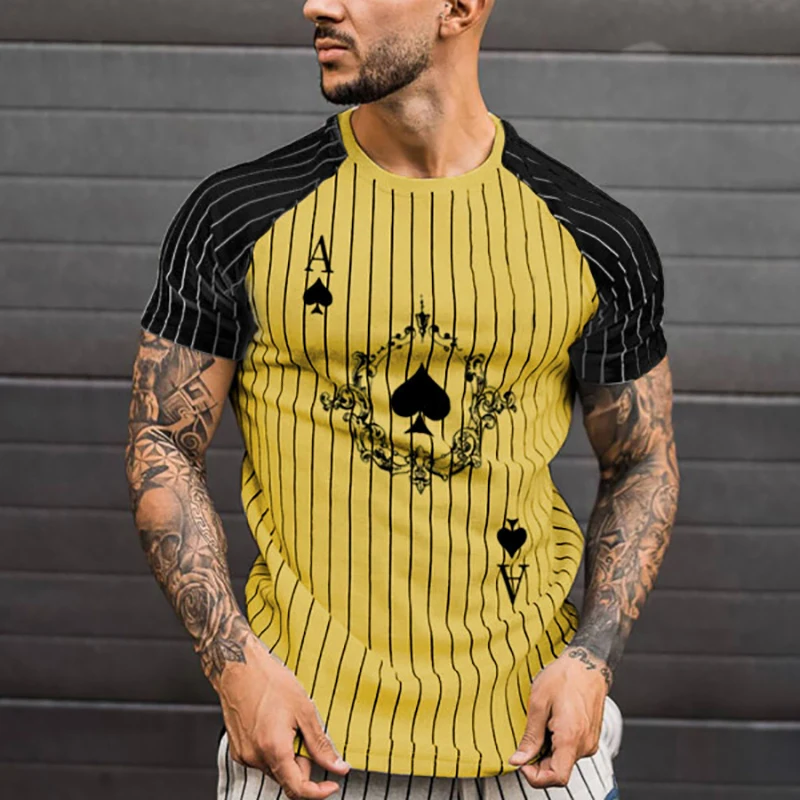 Maça Ası oyun kartı 3D Marka Yeni Baskı Kişiselleştirilmiş T-shirt Moda Sokak Stili erkek Yaz Kısa kollu Üst Tees