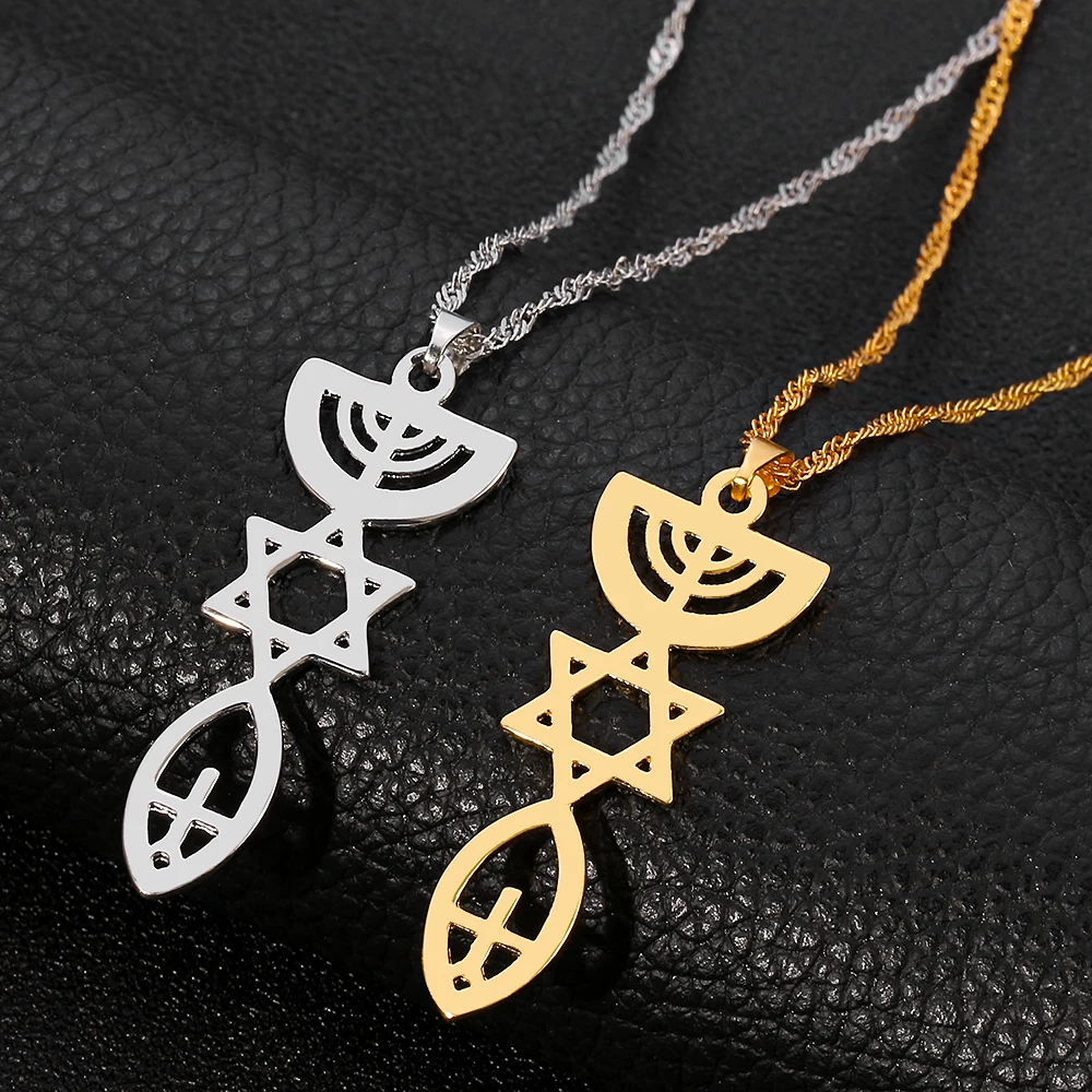 Mesih Charm Kolye Kolye Altın Gümüş Renk Tonu Mühür Aşılı Yahudi İbranice Kökleri Takı Moda Mujer