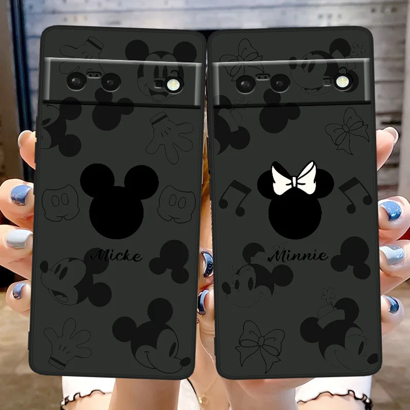 Mickey Minnie Mouse LOGO Darbeye Dayanıklı Kapak Google Pixel 7 için 6a 6 5a 5 4 4A XL 5G Siyah telefon kılıfı Yumuşak Fundas Coque